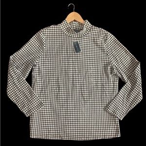Karen Scott houndstooth black and white design high neck